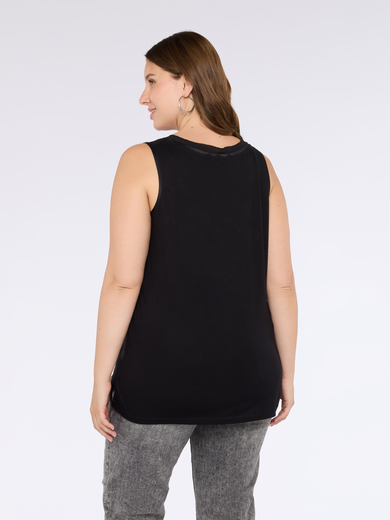 Two-material top with V-neck image number 1
