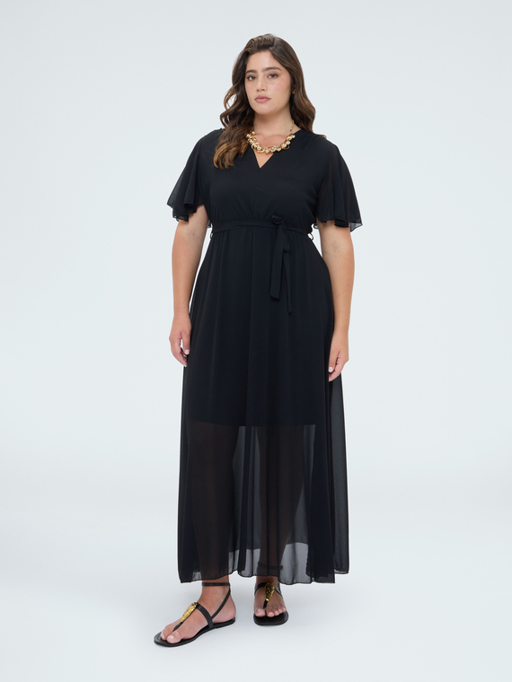 DREAM Kleid aus Georgette mit V-Ausschnitt