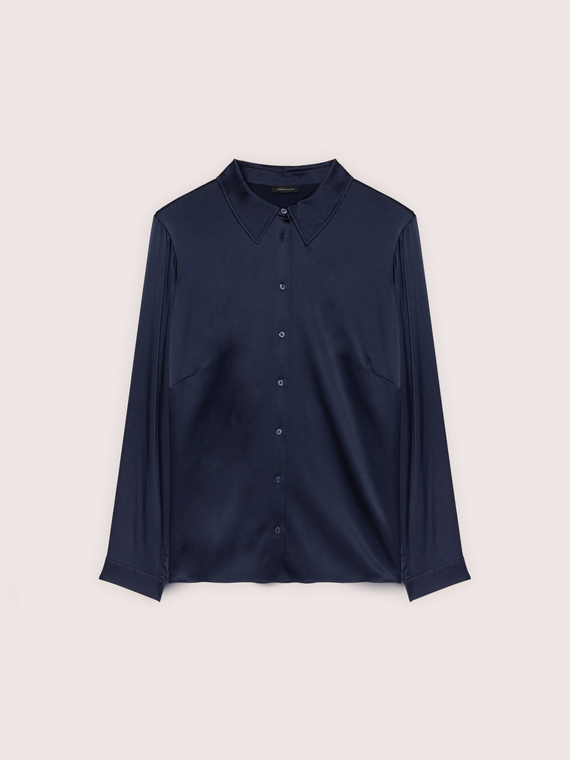 Camisa de seda el&aacute;stica con cuello cl&aacute;sico