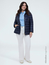 Quilted puffer jacket with tie belt image number 1