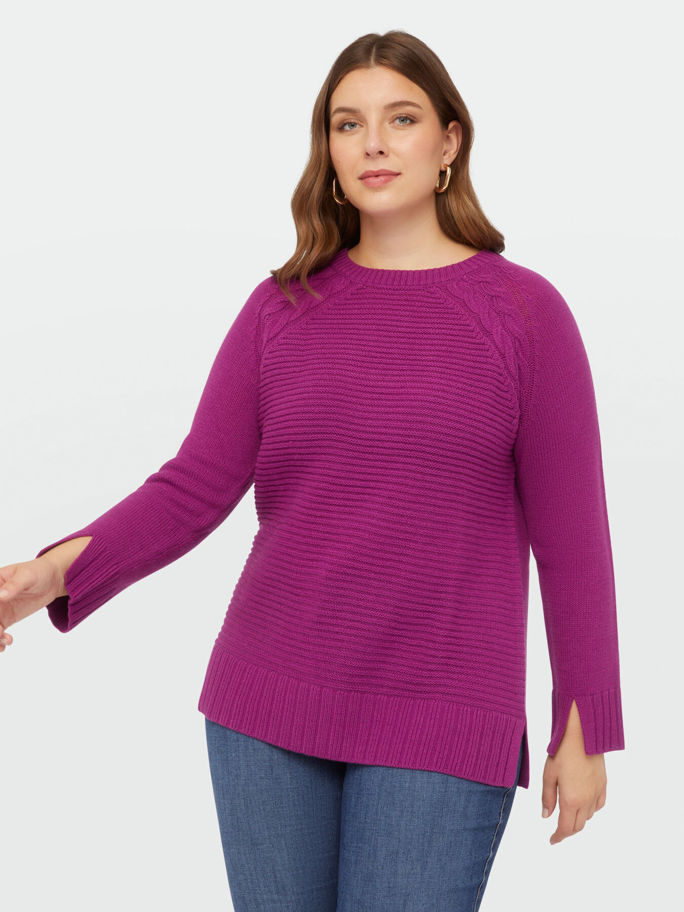 Pullover mit Zopf- und Rippenmuster image number 2