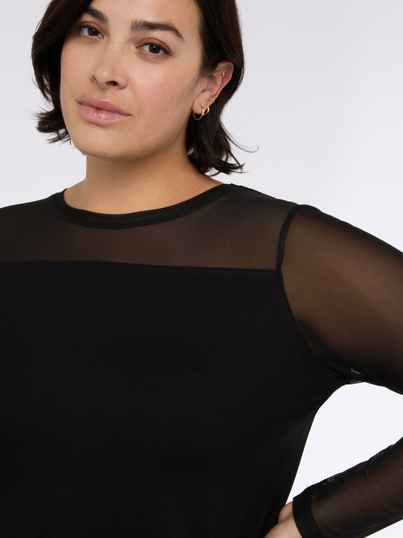 T-shirt in jersey e tulle | Fiorella Rubino