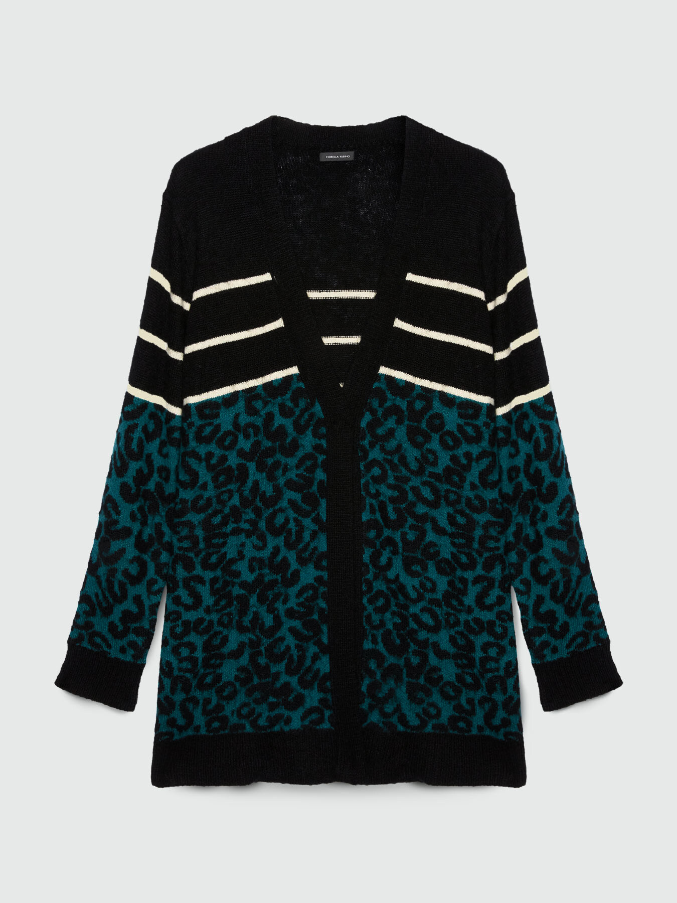 C&aacute;rdigan largo animalier con parte superior a rayas image number 4