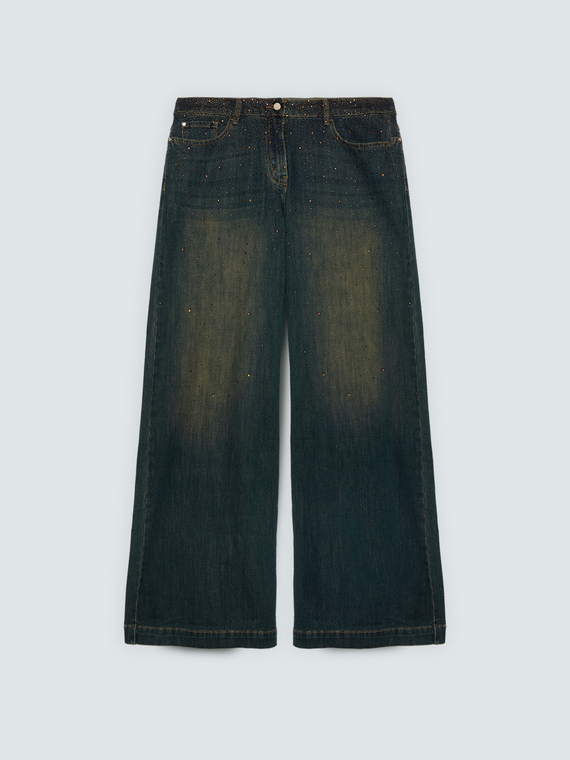 Wide Leg Jeans with luminous appliqu&eacute;s