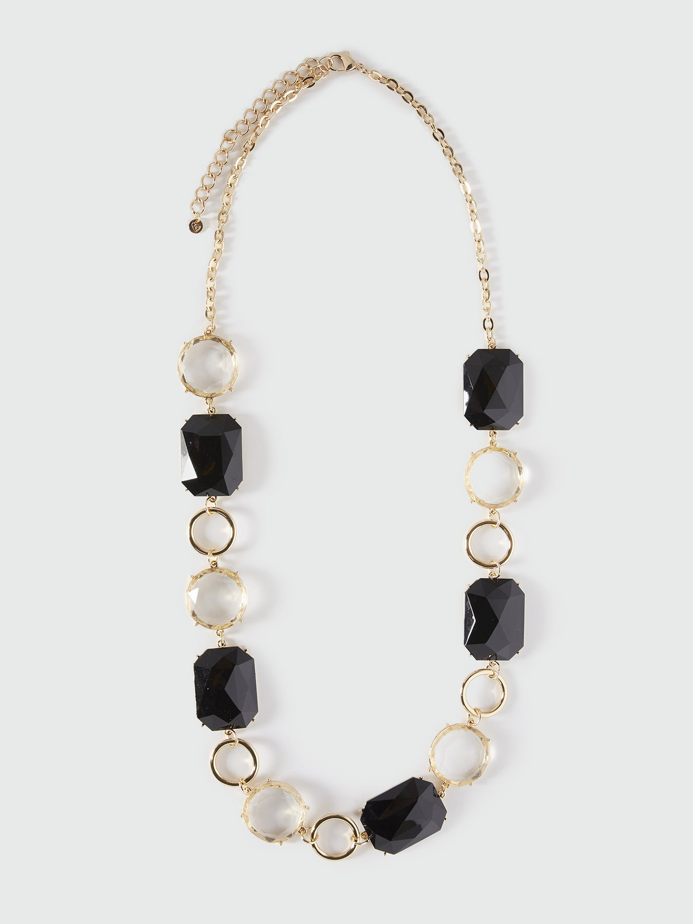 Long necklace with round pendants and black stones image number 1