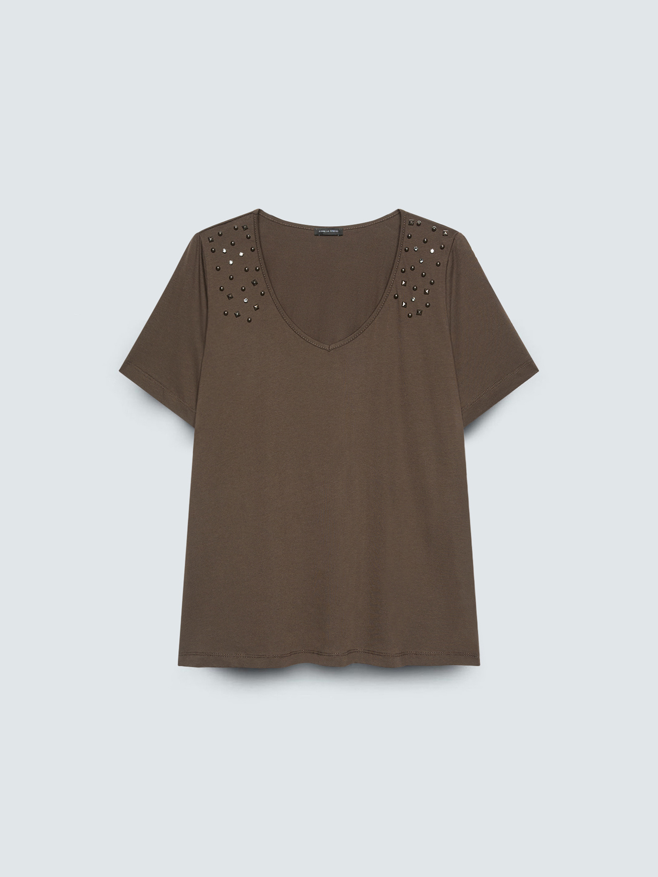 T-shirt in cotone con borchie sulle spalle image number 4