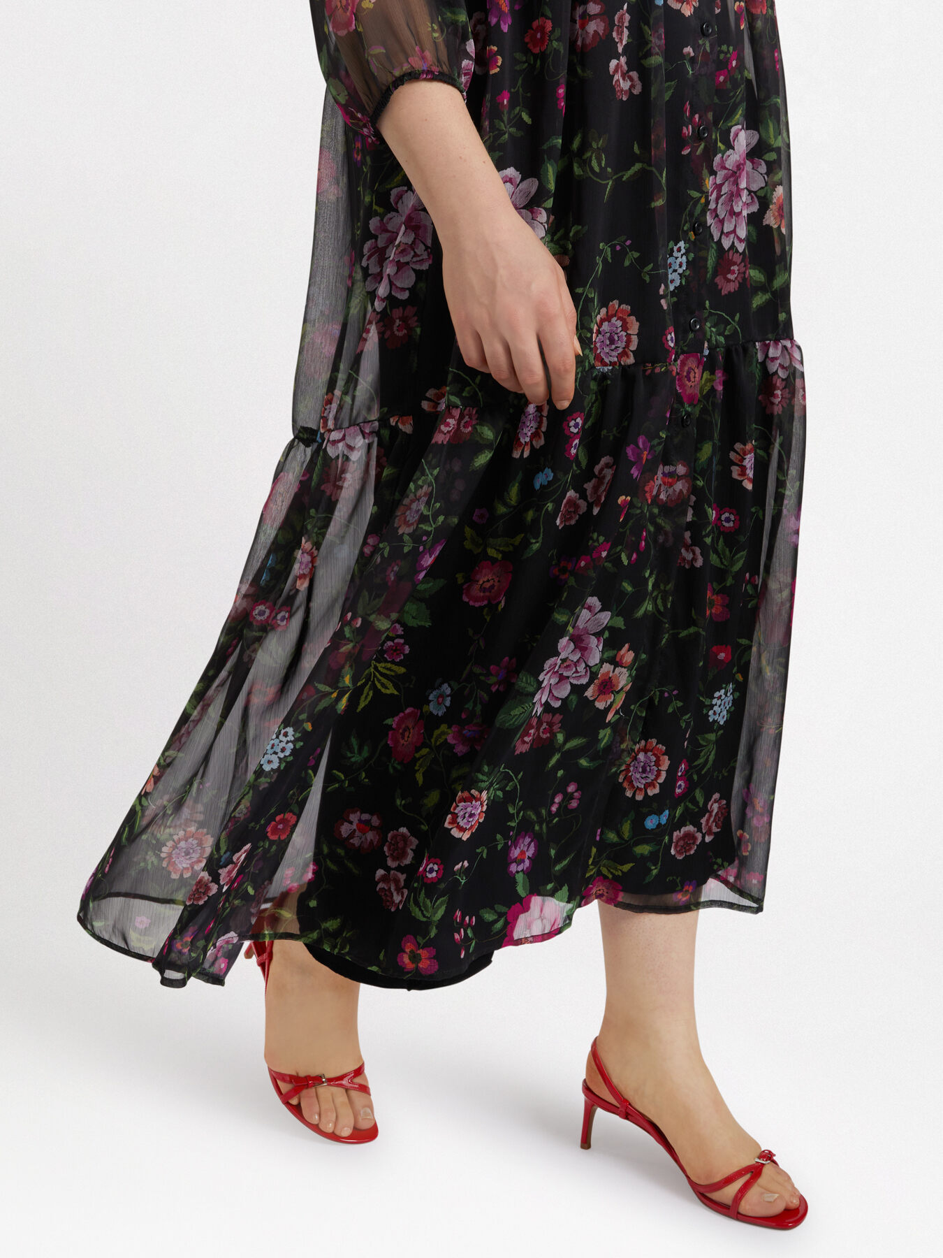 Vestito floreale chemisier lungo image number 4