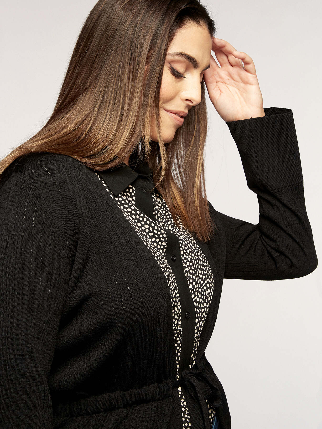 Long cardigan with drawstring image number 2