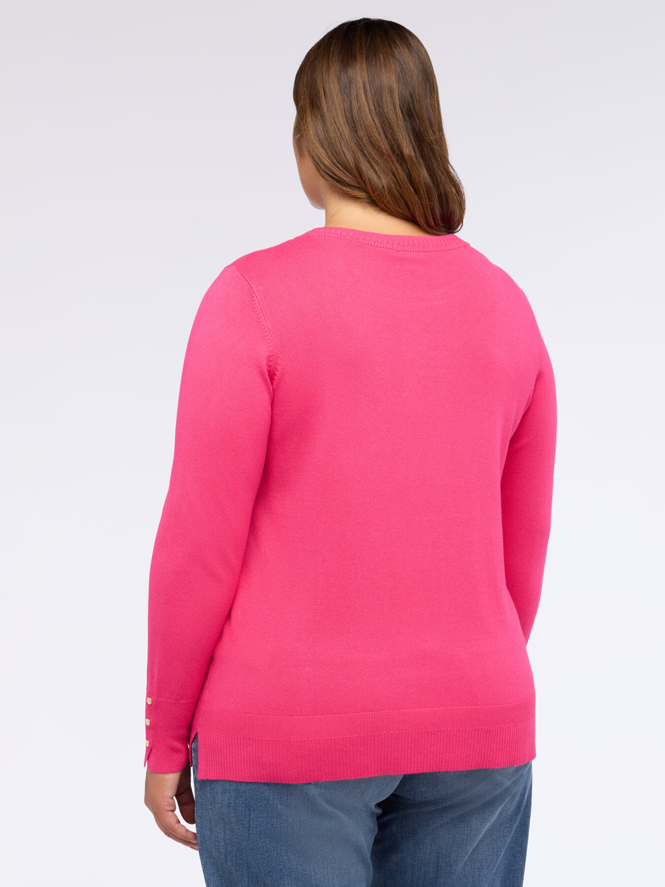 Crewneck sweater with buttons on the cuffs image number 1
