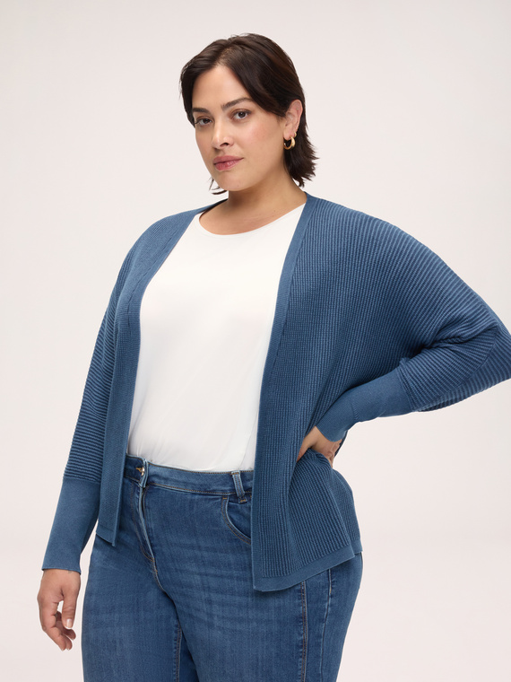 Denim-effect knit cardigan
