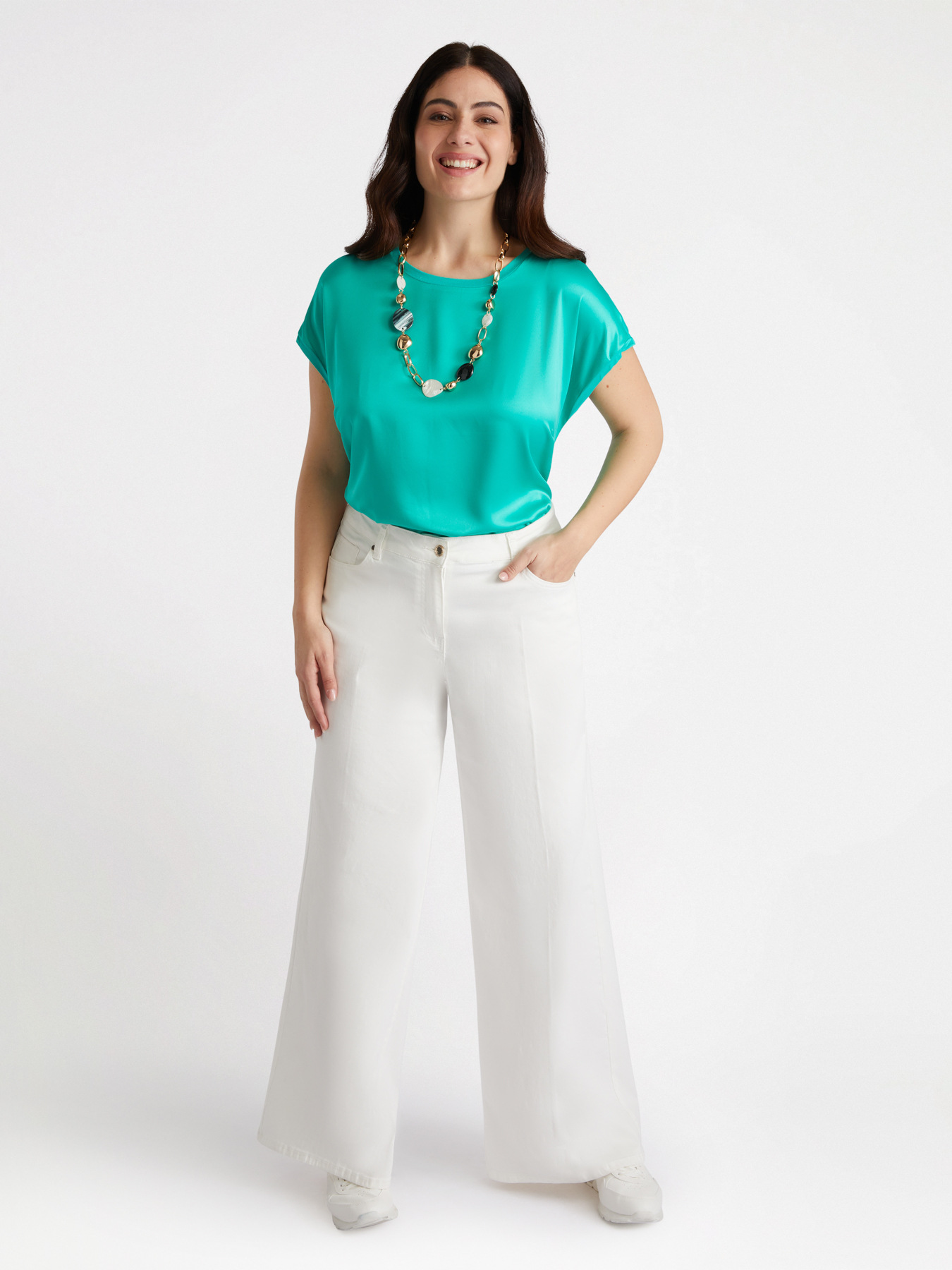 Satin and jersey blouse image number 3