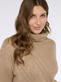Cable knit turtleneck sweater with sequins image number 3