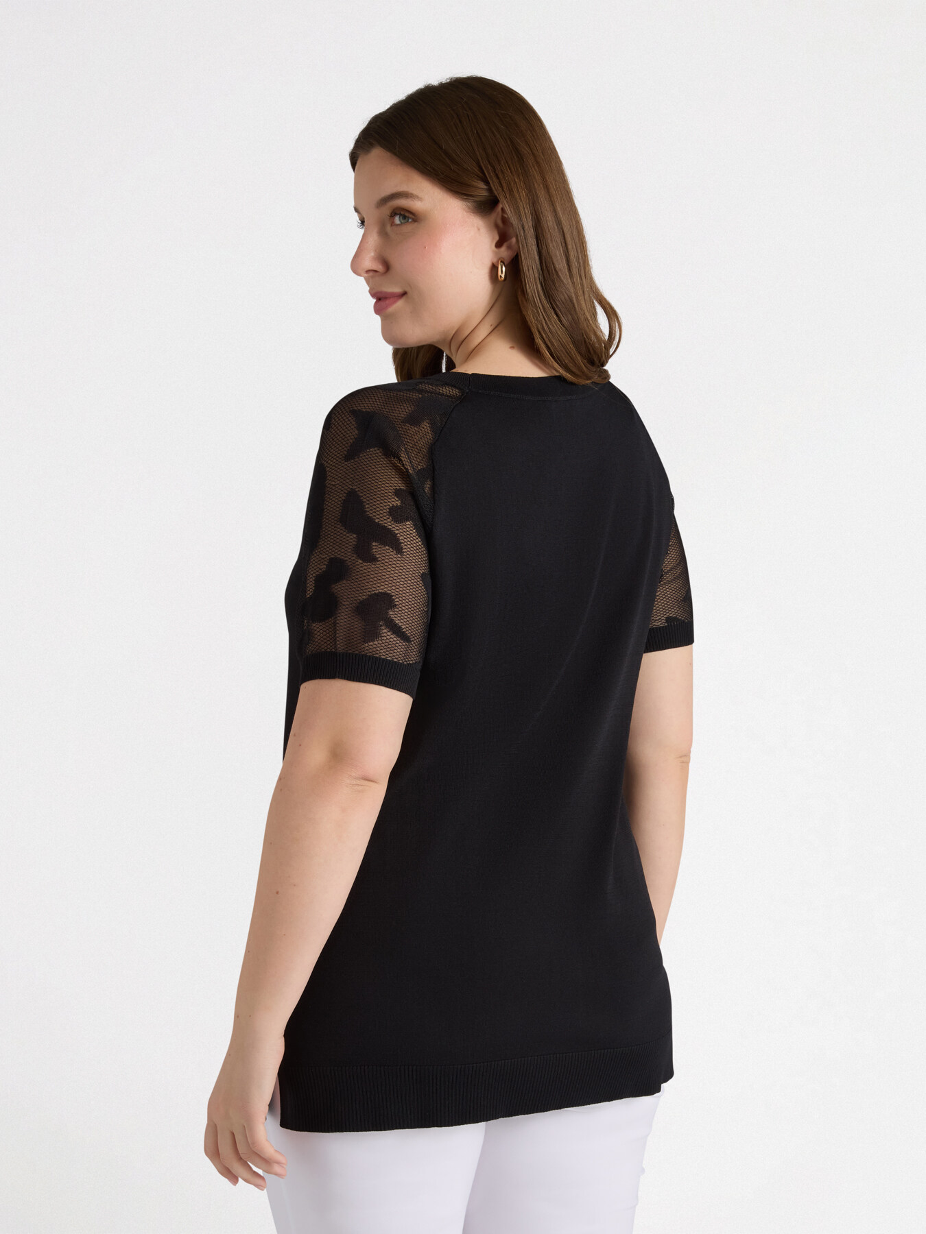 Sweater with openwork sleeves image number 1