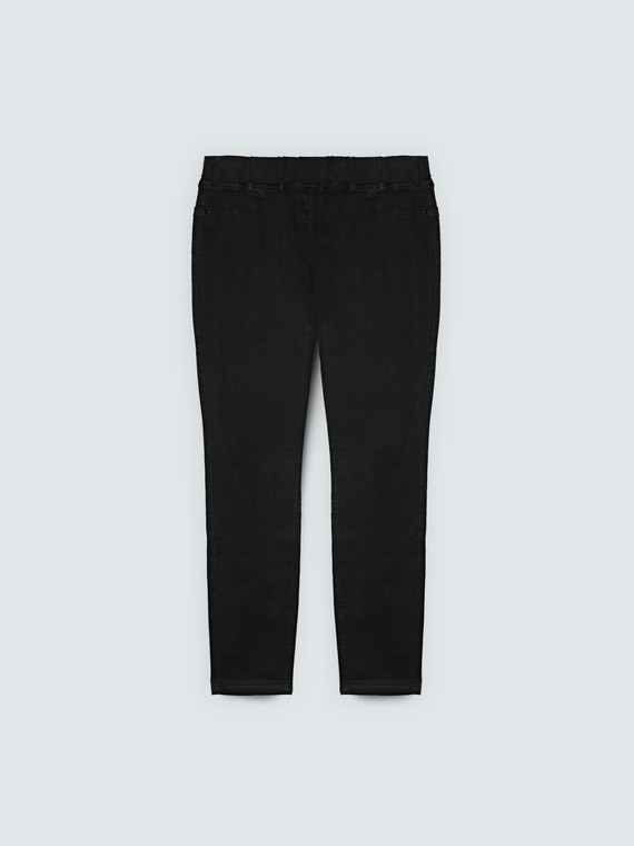 Jeggings total black con vita elasticizzata