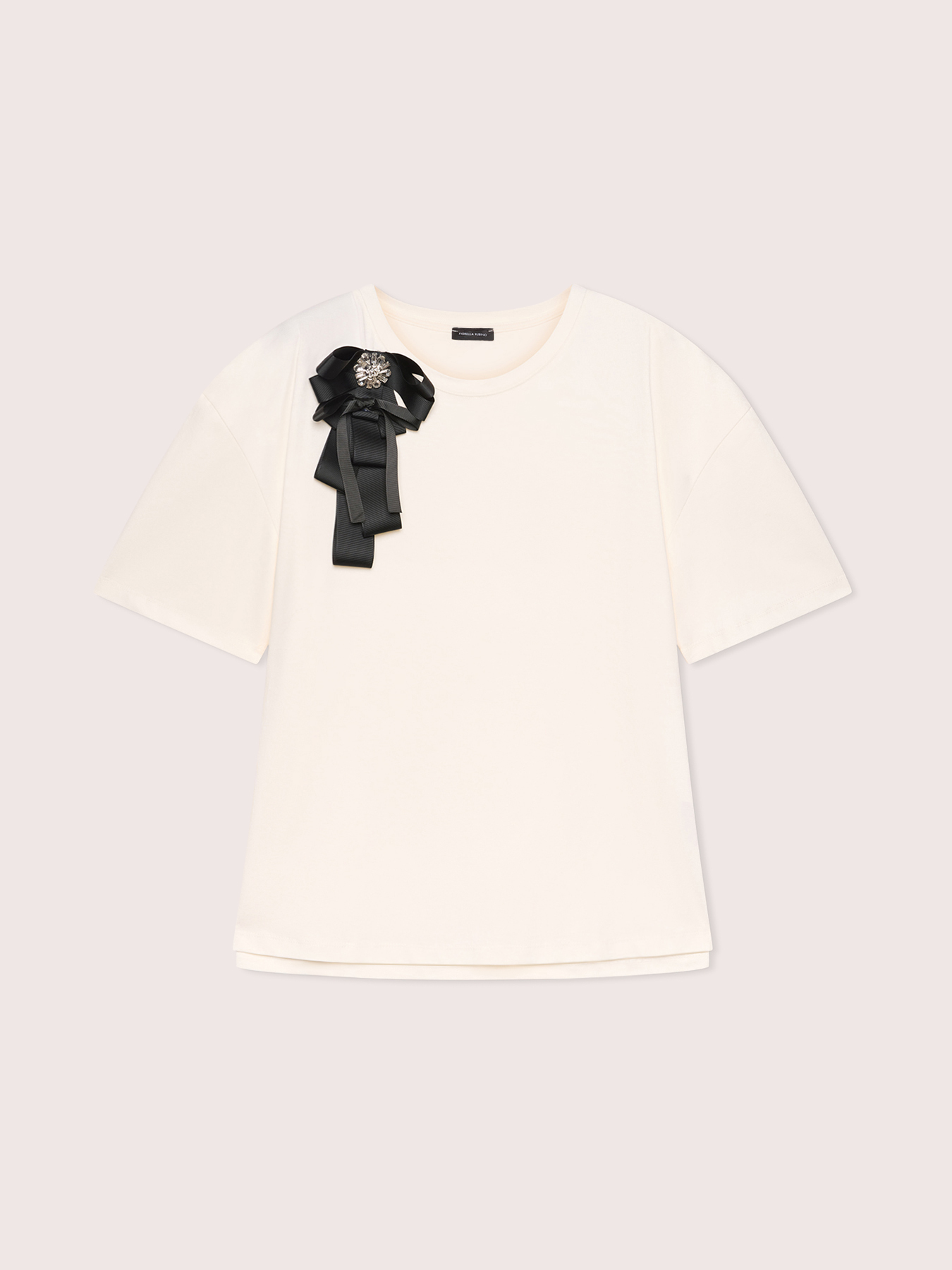 Jersey T-shirt with jewel bow image number 4