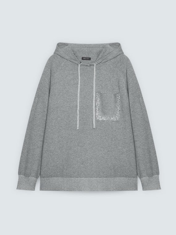 Sudadera de punto con bolsillo decorado