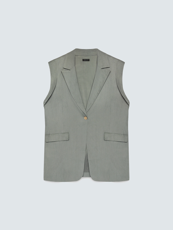 Tailored linen blend vest