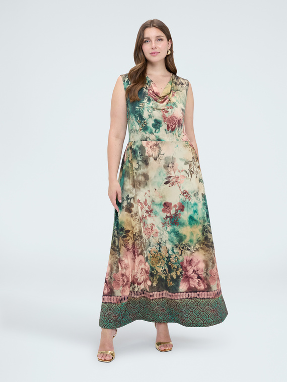 Robe longue &eacute;vas&eacute;e avec imprim&eacute;