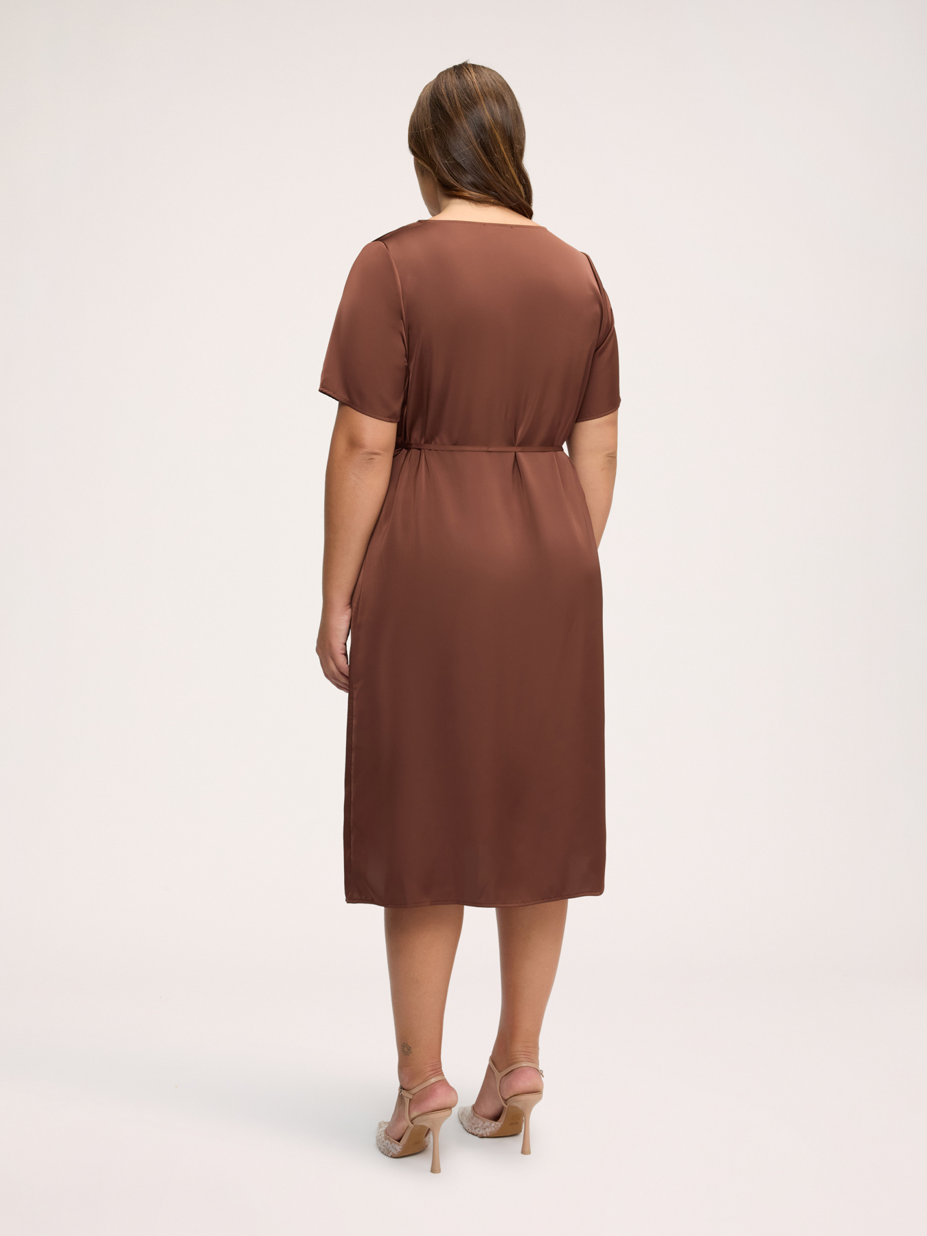 Satin dress with lace detail image number 1