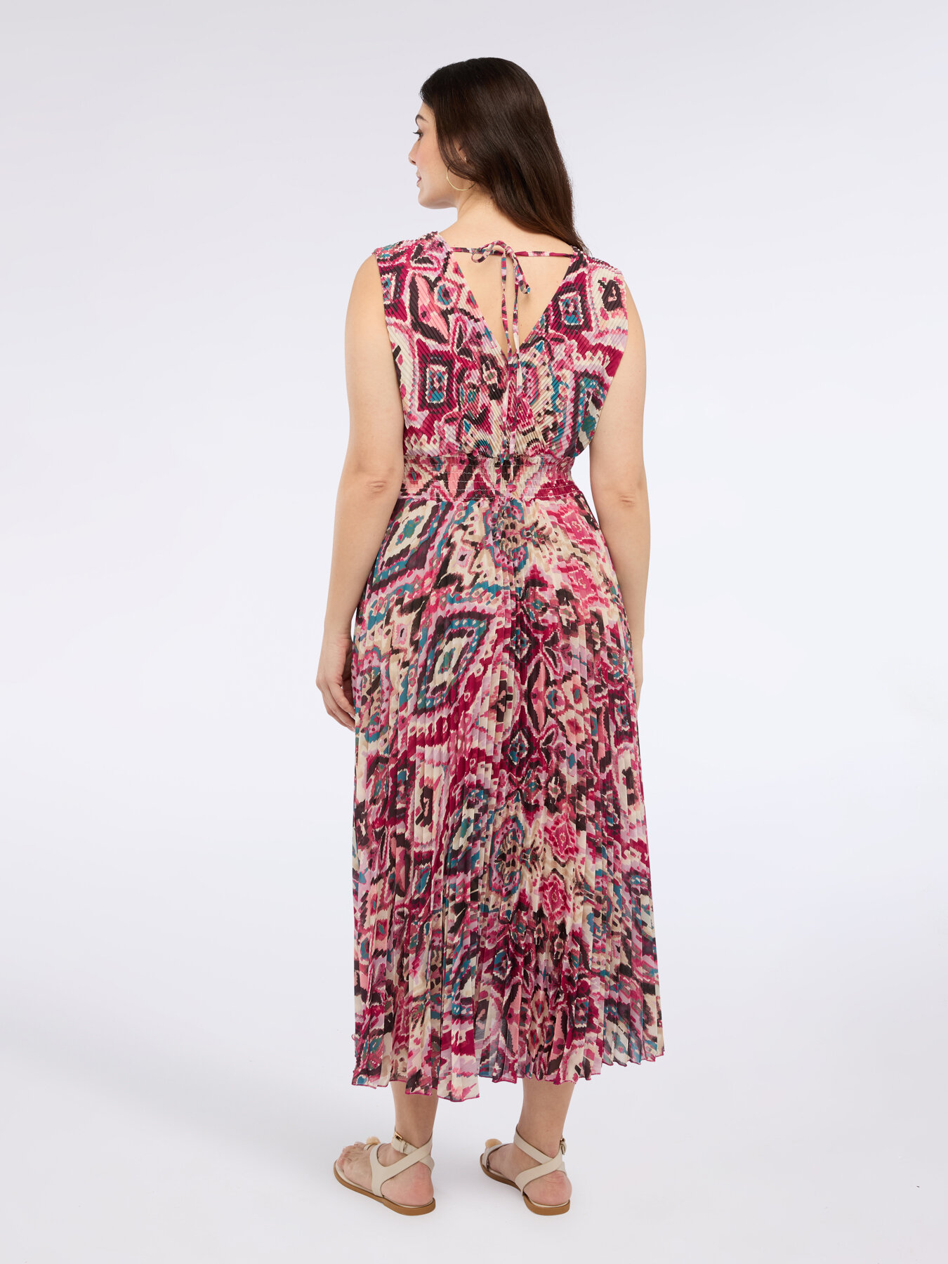 Langes bedrucktes Plissee-Kleid image number 1