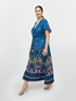 Long printed satin dress image number 0