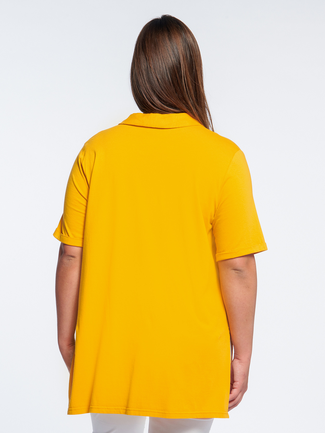 Camicia lunga in lino e jersey image number 1