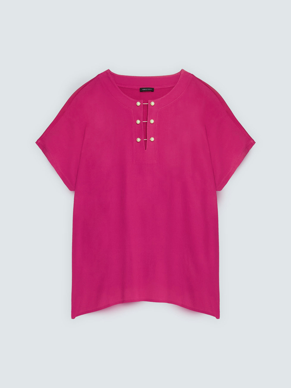 T-Shirt aus Viskose mit Perlendetail