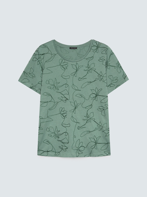 Cotton t-shirt with floral embroidery