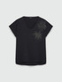T-shirt bimaterica con ricamo floreale image number 4