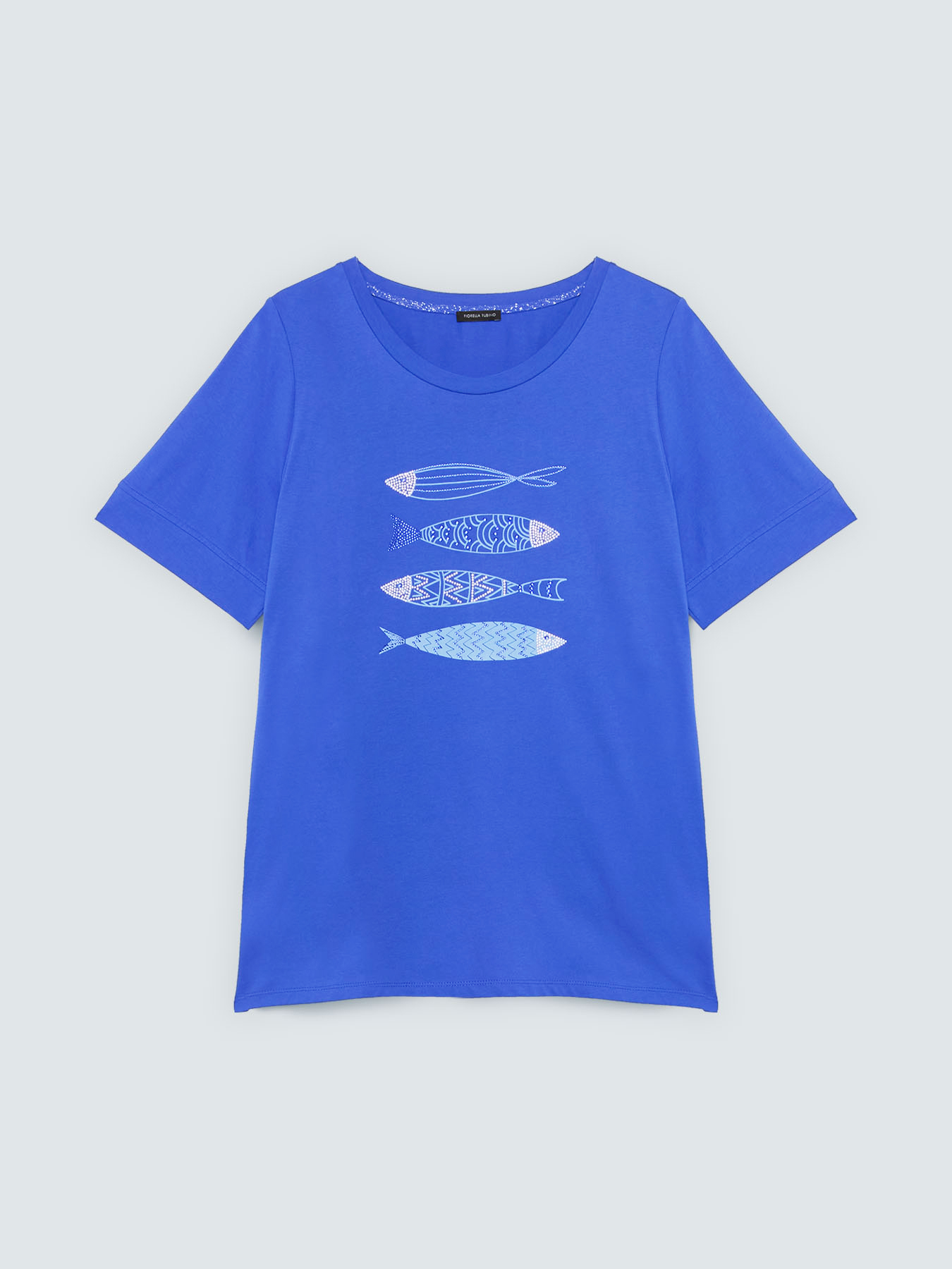 T-Shirt aus Baumwolle mit Print und Perlen image number 4