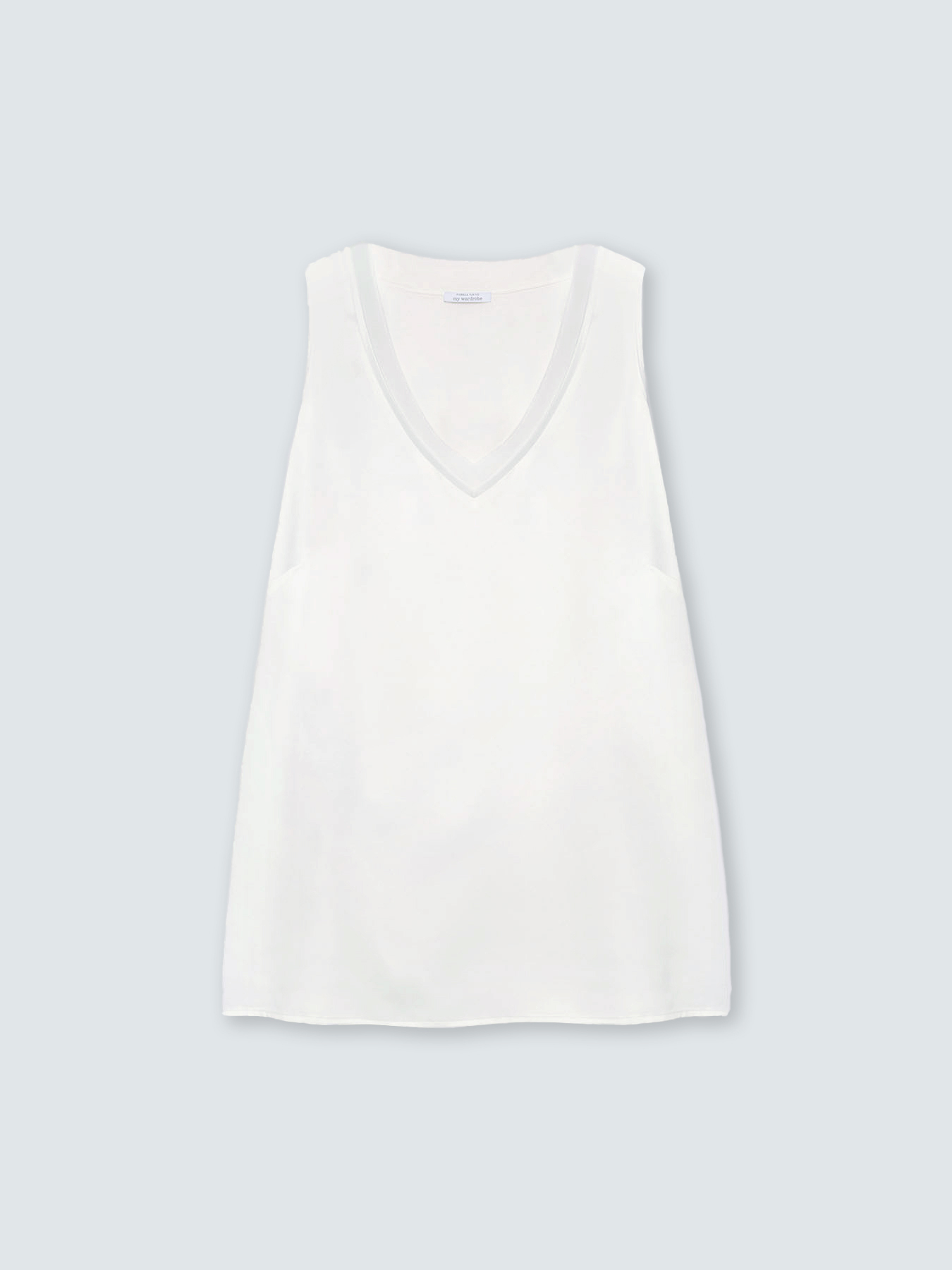 Top bimaterico con scollo a V image number 4