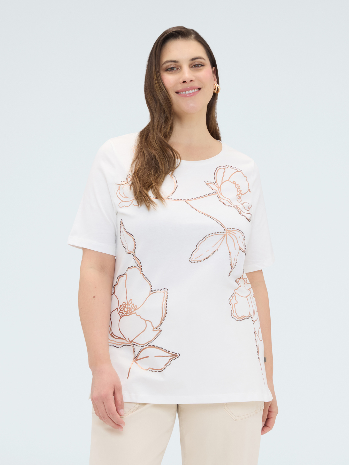 T-shirt in cotone con stampa floreale image number 0