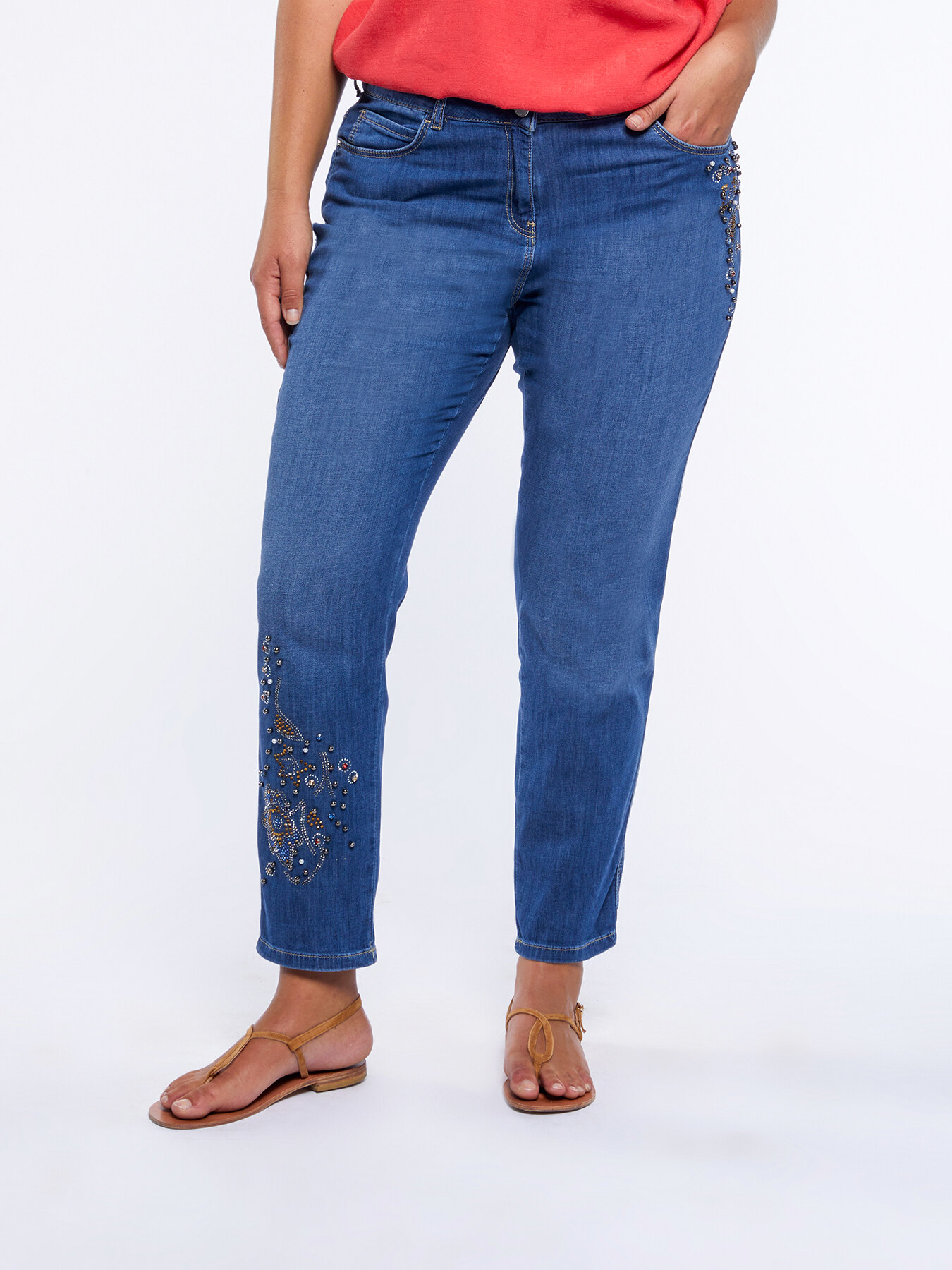 Jeans Slim Girlfit modello Zaffiro con ricami image number 1