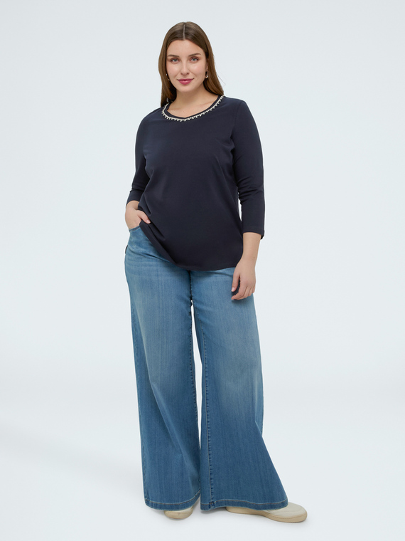 T-shirt en jersey de coton avec cristal