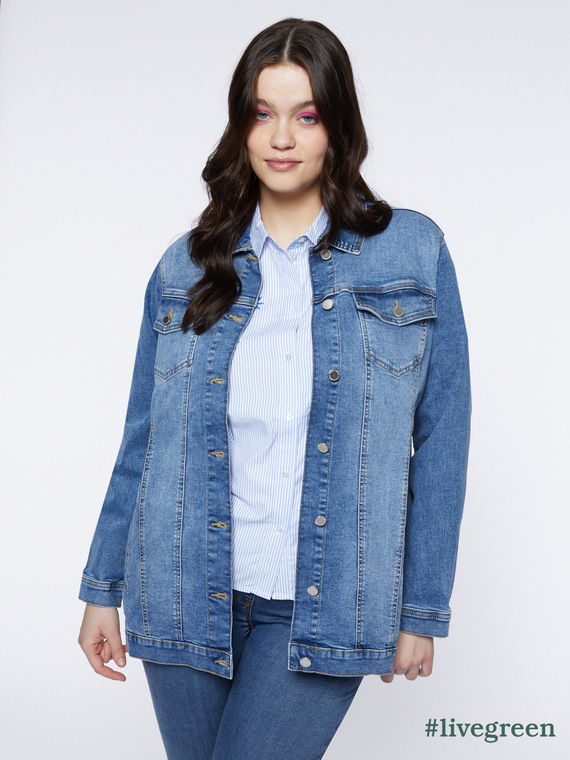 Fiorella Rubino - Giubbotto over in denim Donna, Azzurro Taglia: 37 (46 IT)