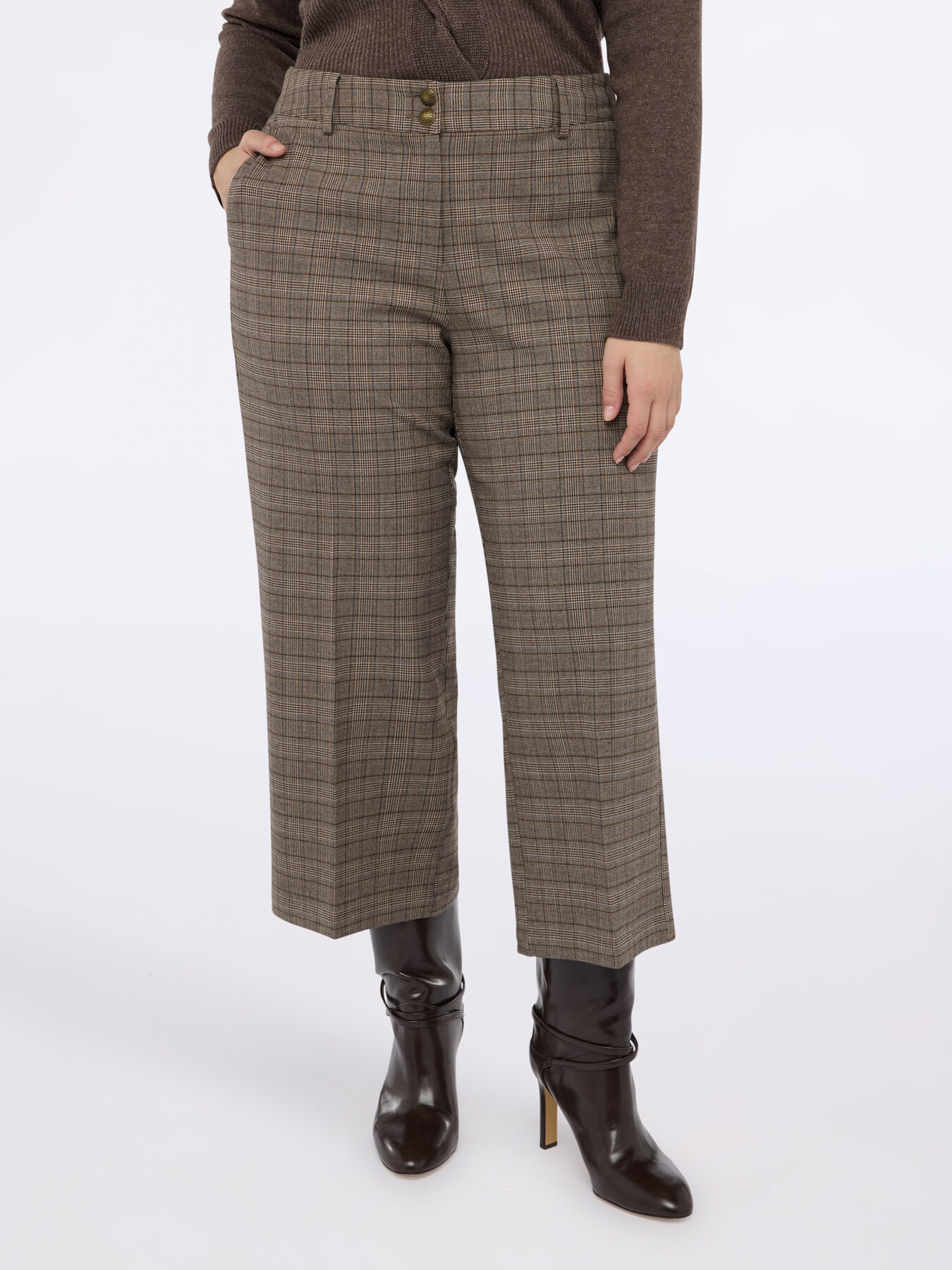 Pantaloni cropped in tessuto check image number 2