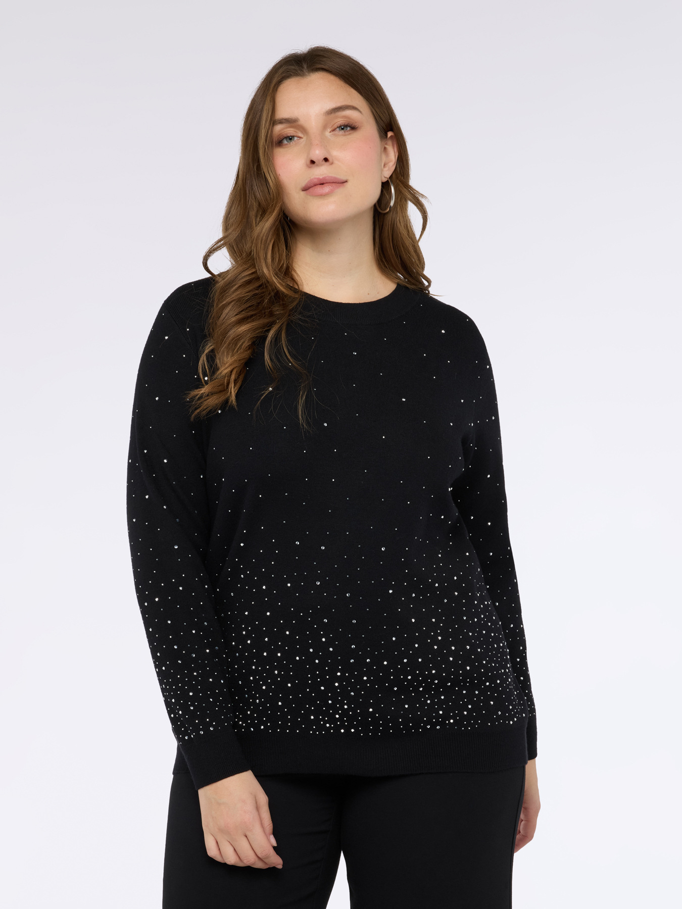 Crew neck sweater with luminous appliqués image number 2