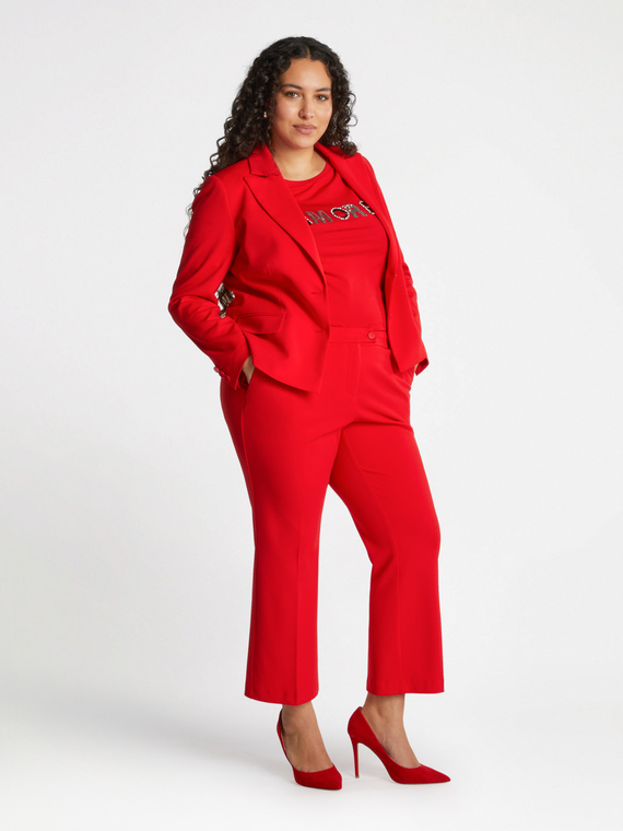 Fiorella Rubino - Pantaloni kick flare in tessuto stretch Donna, Rosso Taglia: S (48-50 IT)