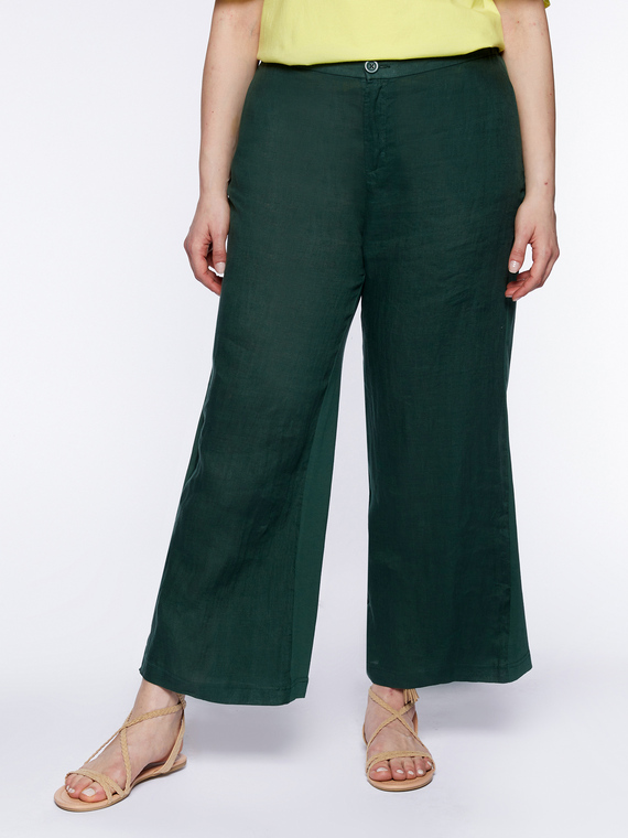 Pantaloni relaxed fit in lino e jersey
