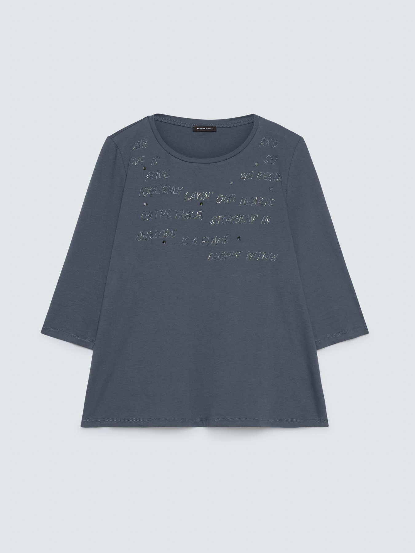 Cotton t-shirt with rhinestone lettering image number 4