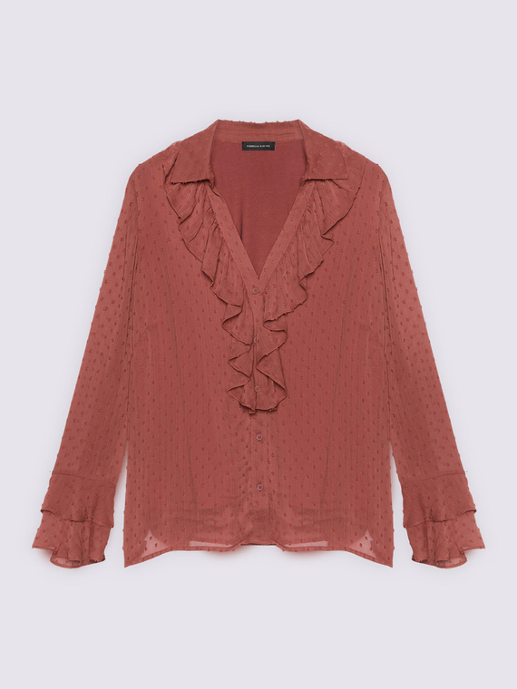 Plumetis fabric blouse with ruffles