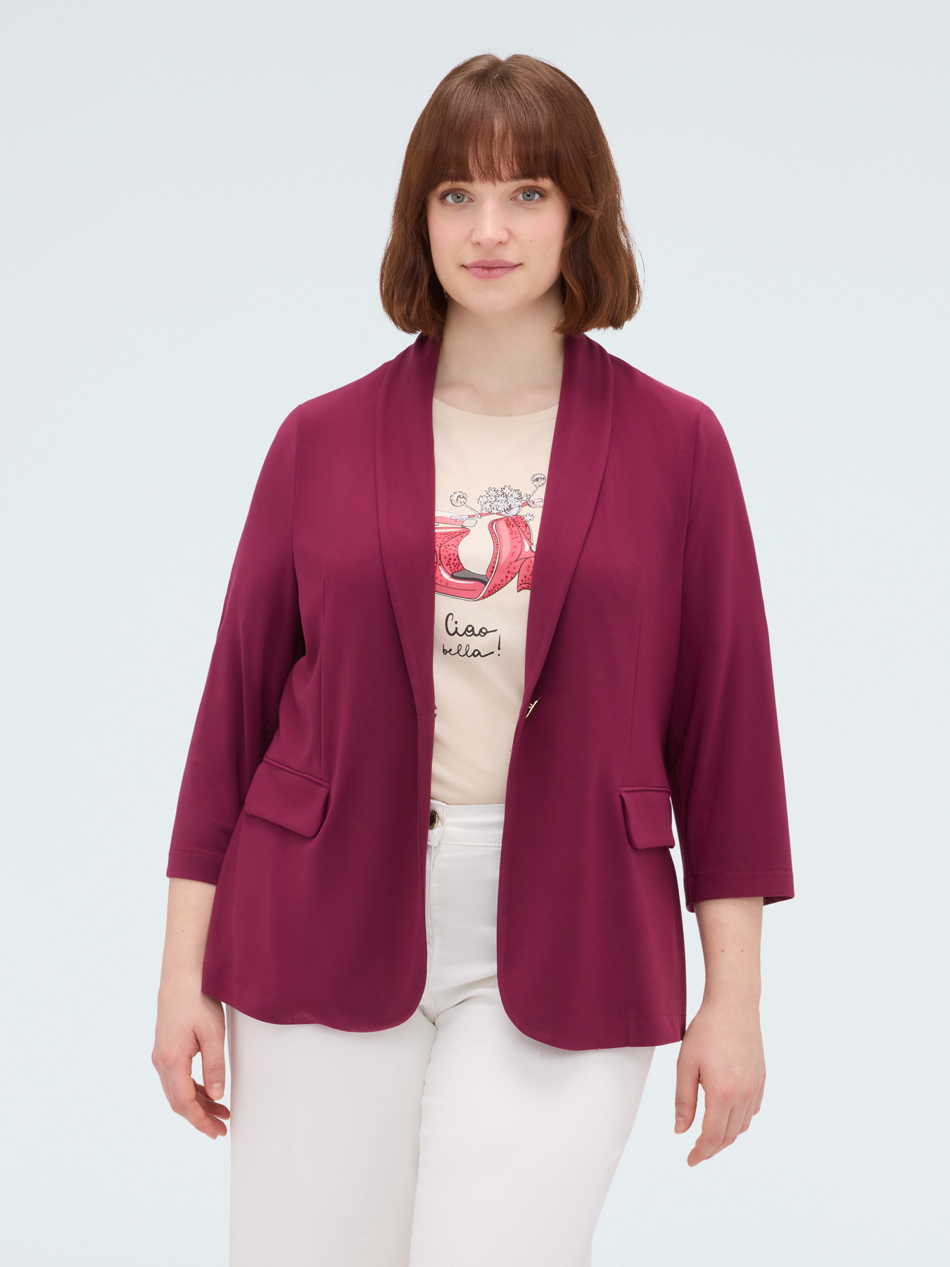 Blazer in jersey con maniche a tre quarti image number 0