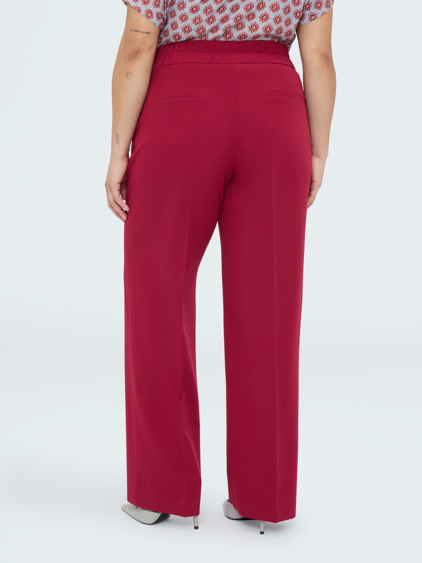 Wide Leg Trousers with striped waist detail image number 1