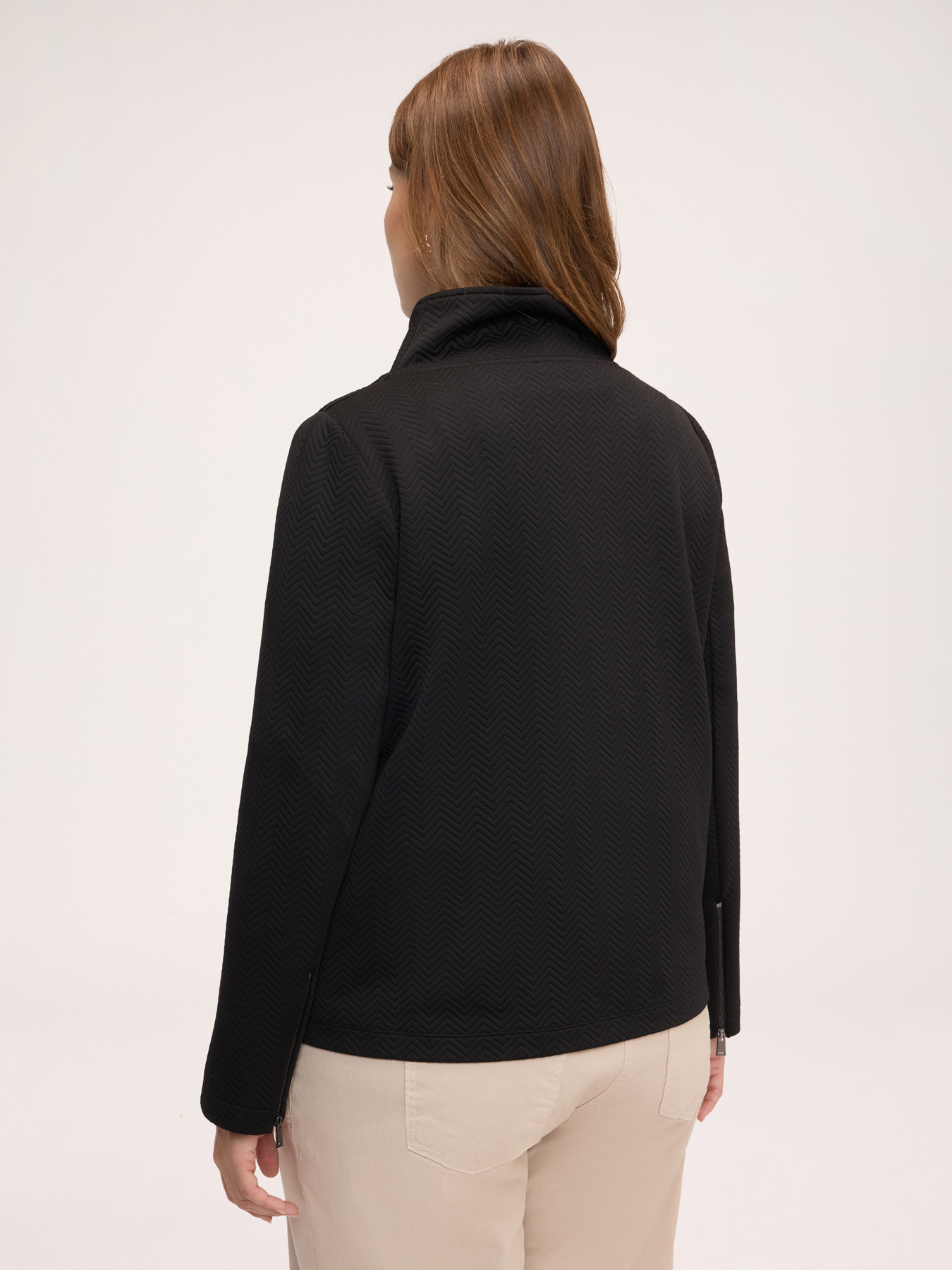 Open cardigan with chevron knit pattern image number 1