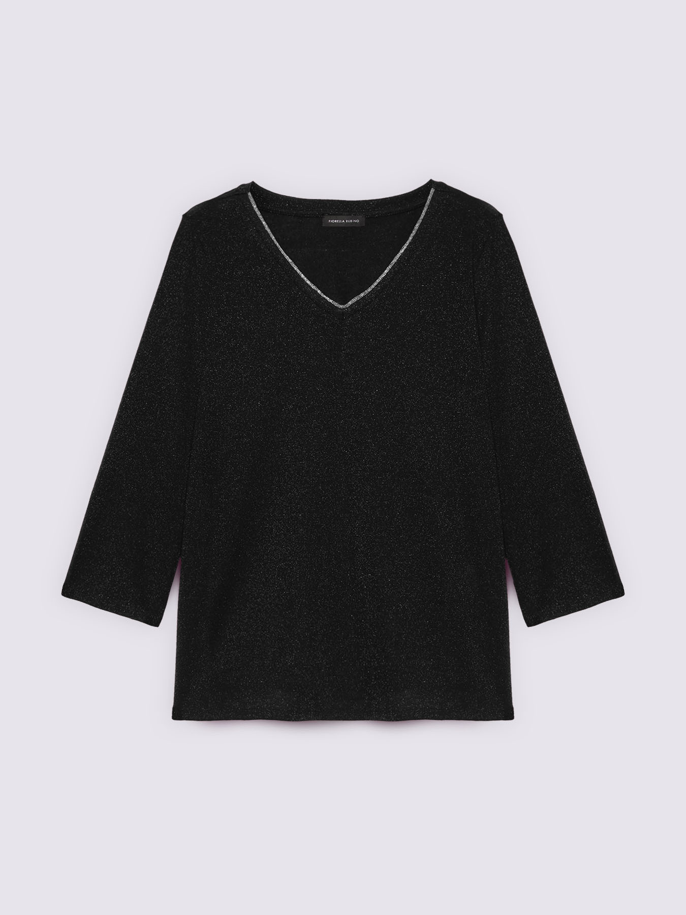 Lurex jersey V-neck T-shirt image number 4