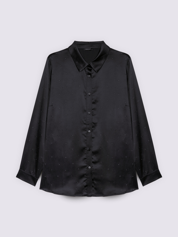 Camicia in raso con borchiette