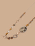 Lange Halskette mit kleinen Perlen und Sprenkelmedaillon image number 1