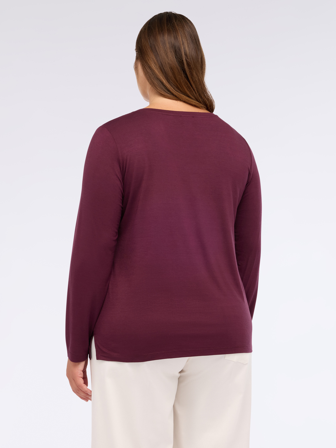Two-material long-sleeved T-shirt image number 1