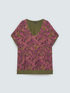 T-shirt bimaterica con stampa foliage image number 4