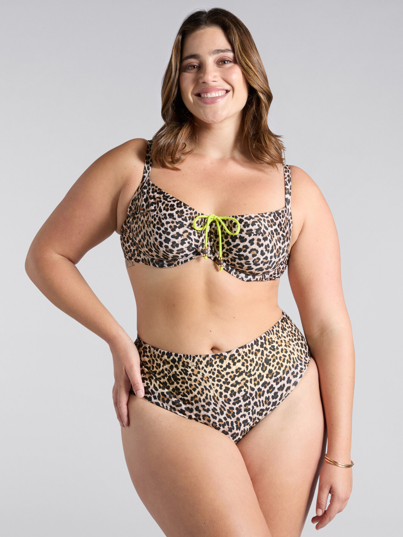 Bikini con stampa maculata e dettagli fluo image number 2